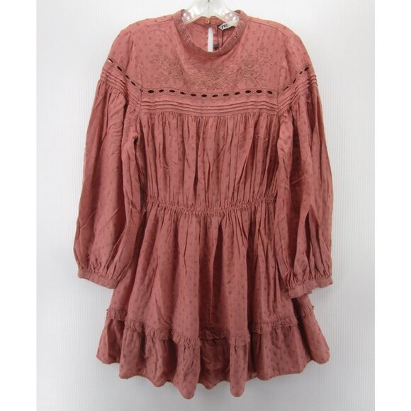 Zara Dresses & Skirts - Zara Dress XS Fit Flare Mini Embroidered Eyelet Boho Cottagecore NEW